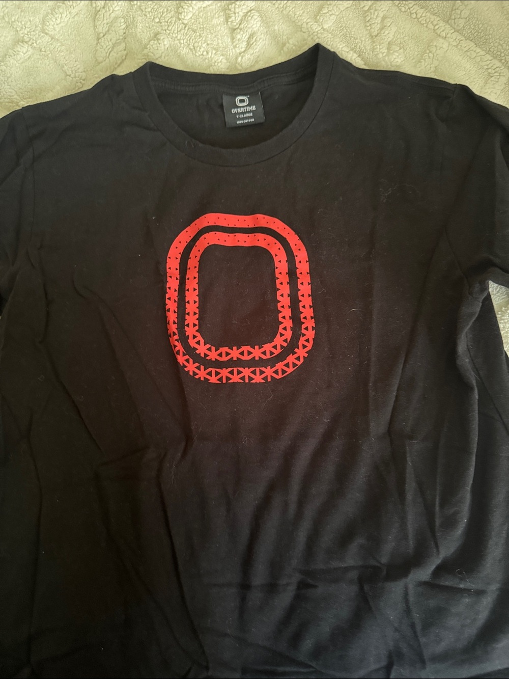 Overtime Black Short-Sleeve Tee with Red Graphic - YXL